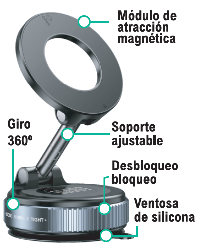 “MagnoGrip 360” – un soporte magnético sofisticado, versátil y seguro para tu móvil.